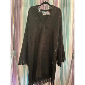 Bohem / Meghan Fabulous Black Glitter Hooded Sweater